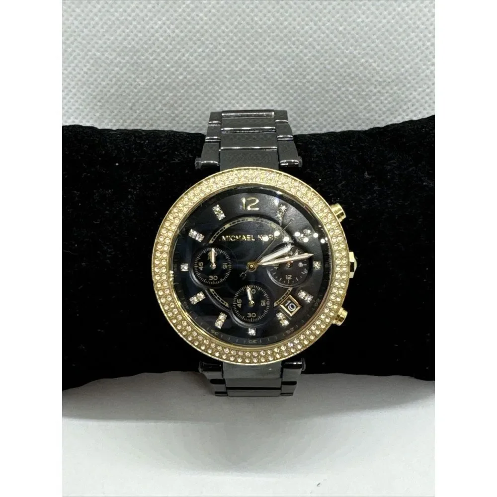 Michael Kors Parker MK6107 Womens Black Stainless Steel Analog Dail Watch JNA440